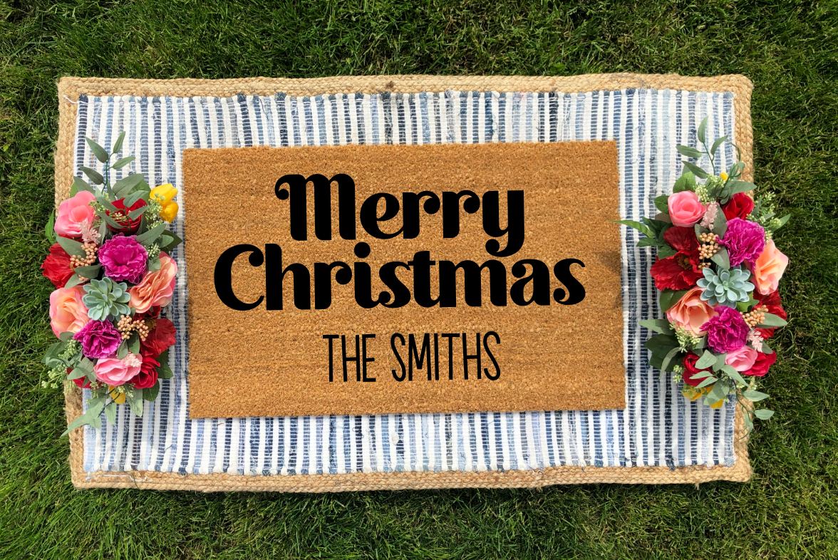 Last Name Christmas Doormat - The Minted Grove