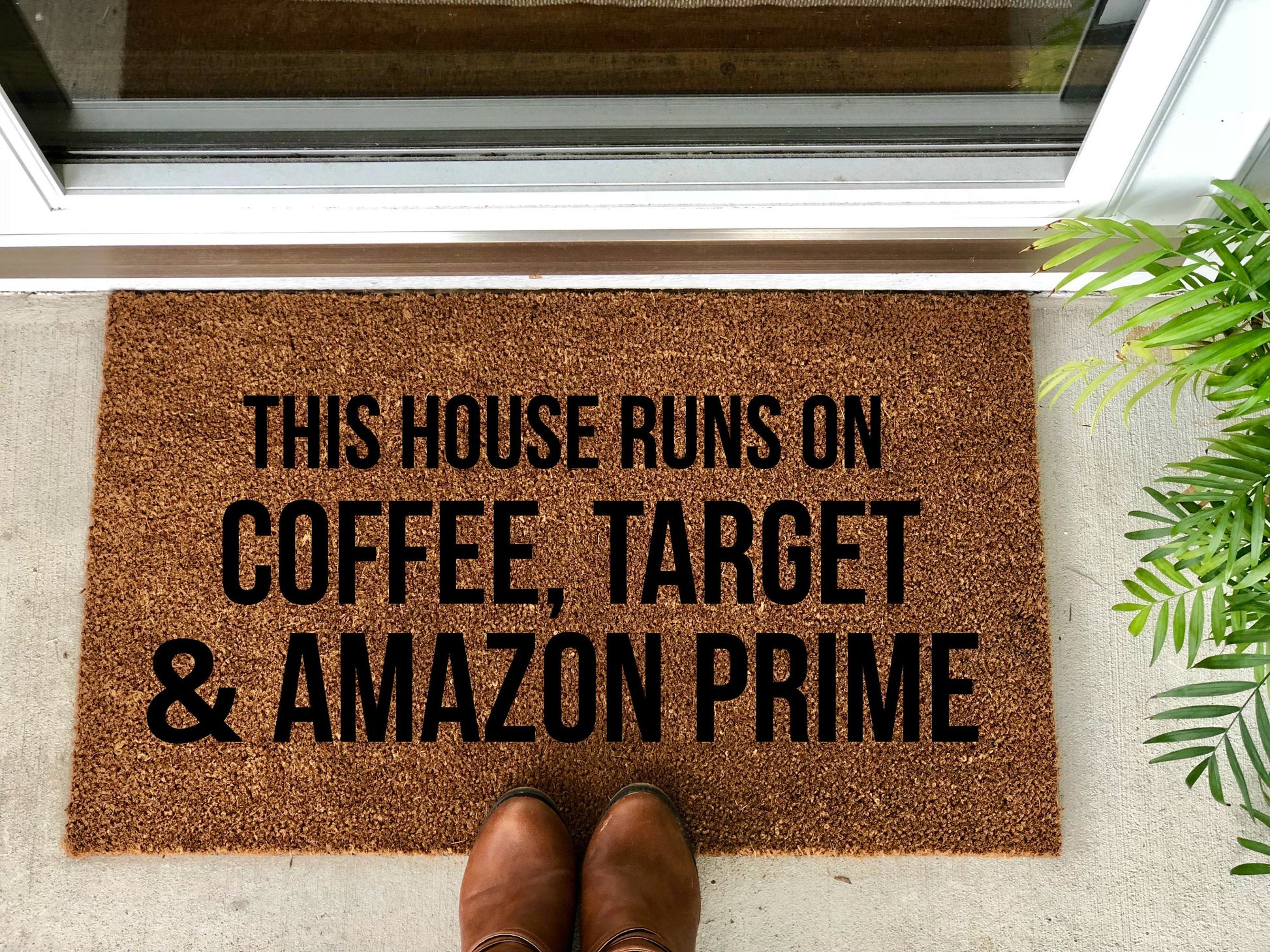 This House Runs On Coffee, Target and Amazon Prime Doormat - The Minted Grove