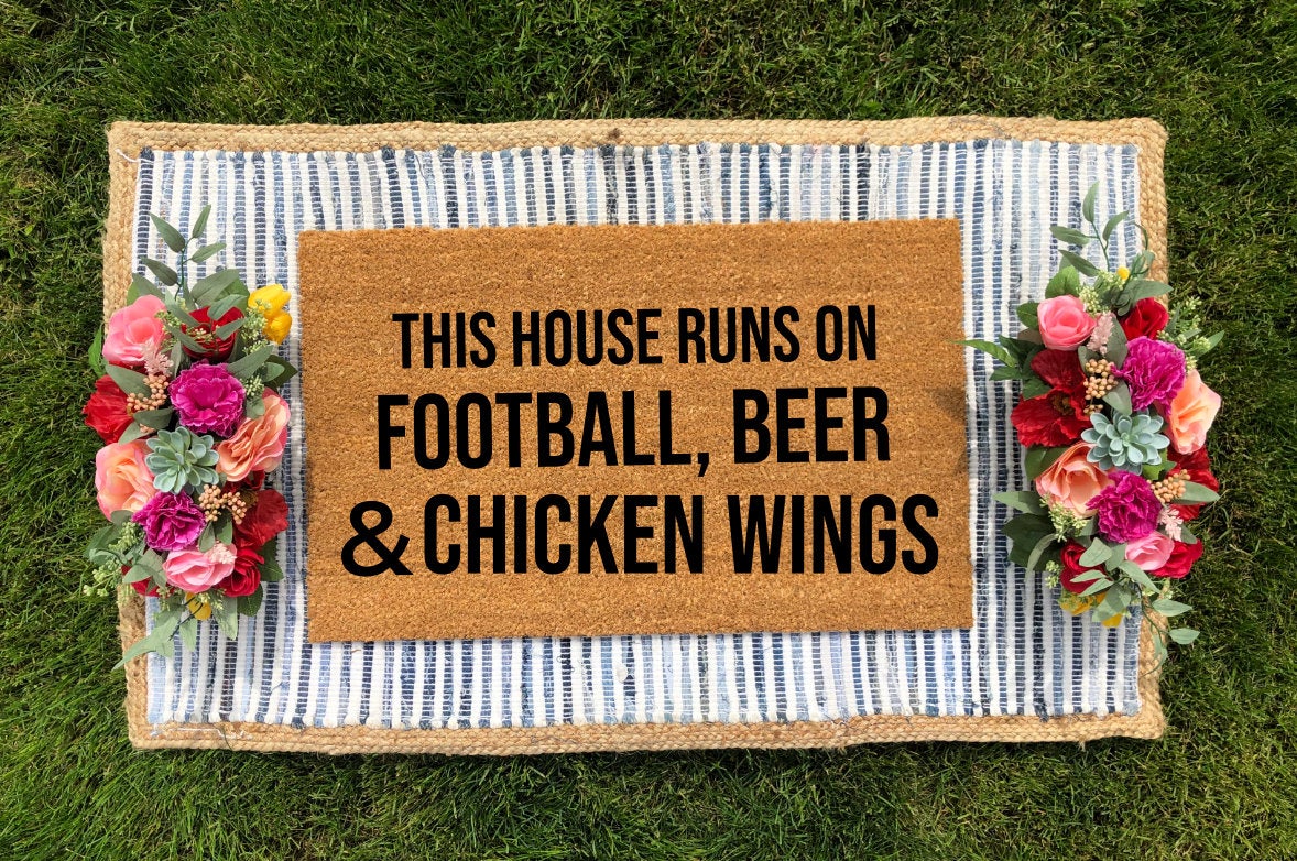 This House Runs on Football, Beer and Chicken Wings Doormat - The Minted Grove