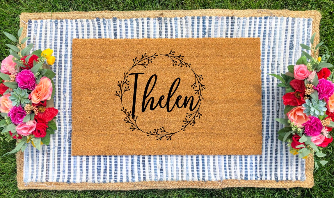 Personalized Floral Last Name Doormat - The Minted Grove